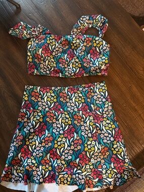 Albion Multicolor Floral Swimsuit with Teal and Red Accents